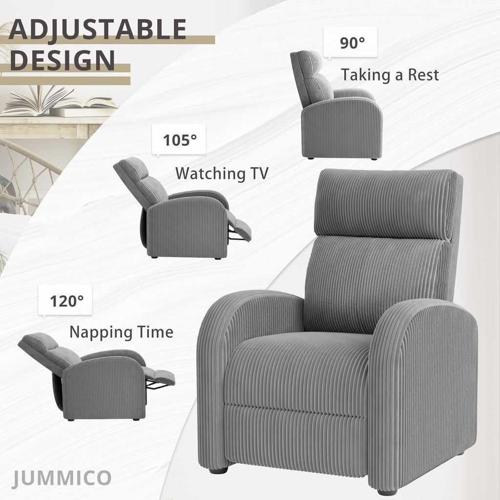 JUMMICO Adjustable Recliner Chair Thick Cushion Home Theater Sofa Living Room