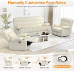 Dresegmt Loveseat Recliner Sofa 3 Seat Flip Backrest with Storage USB Cup Holders