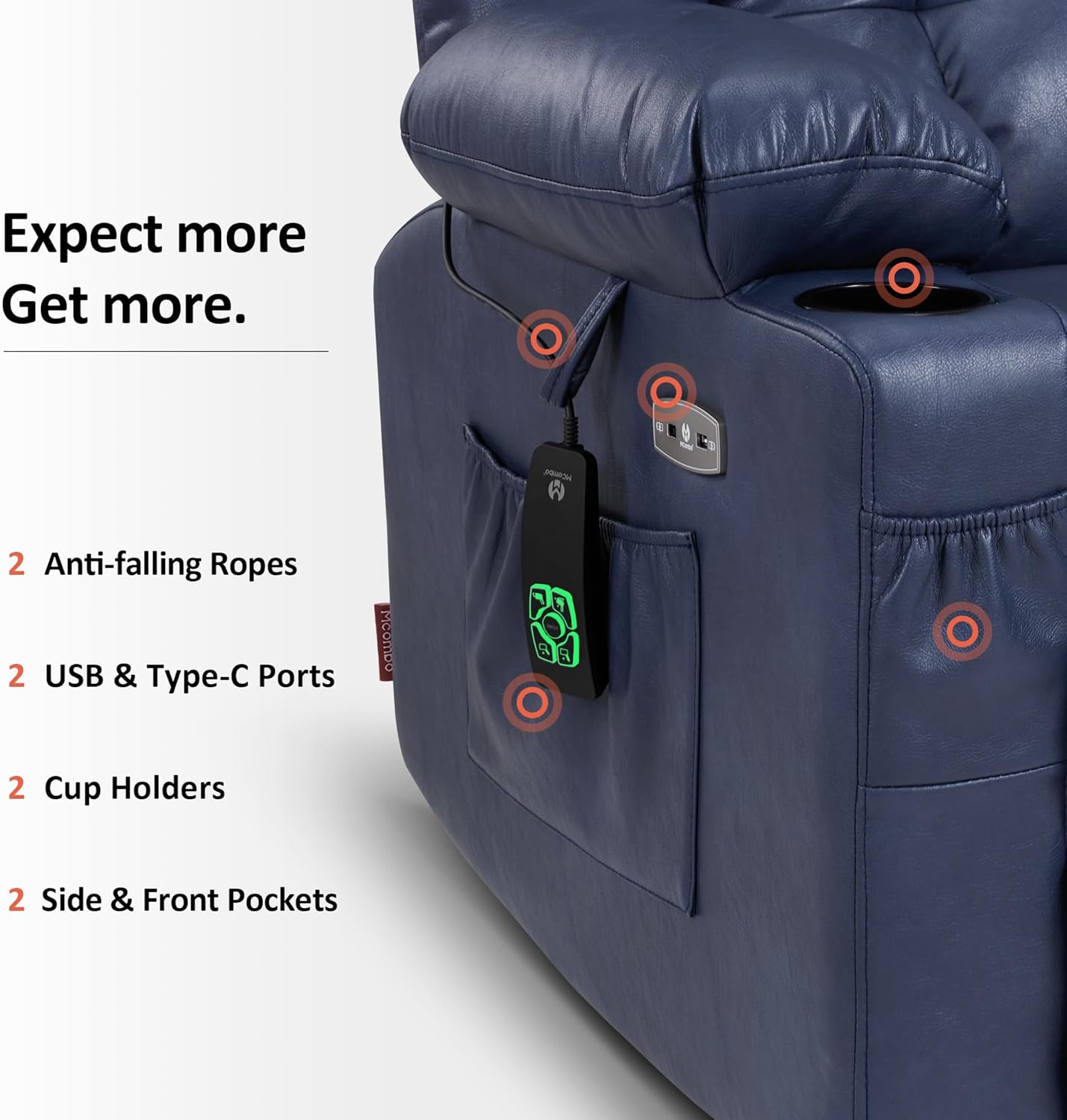 MCombo Dual Motor Power Lift Recliner Chair for Elderly with Heat Massage USB