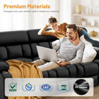 Dresegmt Loveseat Recliner Sofa 3 Seat Flip Backrest with Storage USB Cup Holders