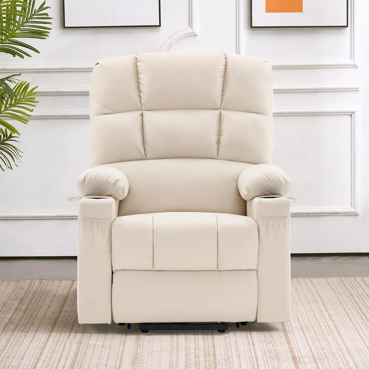 MCombo Large Power Lift Recliner Chair with Dual Motor Massage Heat Faux Leather
