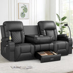 FURNIMAT Loveseat Recliner Sofa 2 Seater PU Leather Couch with USB Cup Holders
