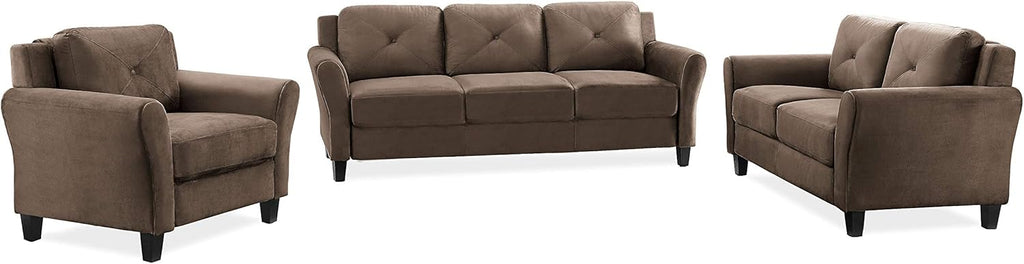 Lifestyle Harrington Sofa Upholstered Microfiber Fabric Curved Arm Couch