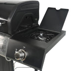 Cuisinart 4 Burner Propane Gas Grill Portable BBQ with Lid Wheels Side Shelves