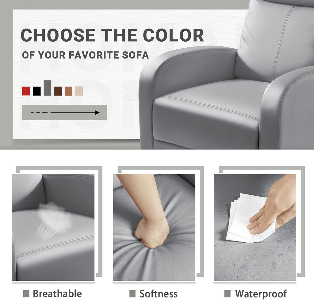 Homall Modern Recliner Chair PU Leather Padded Seat Single Sofa Home Theater