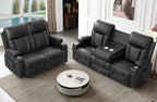 FURNIMAT Loveseat Recliner Sofa 2 Seater PU Leather Couch with USB Cup Holders