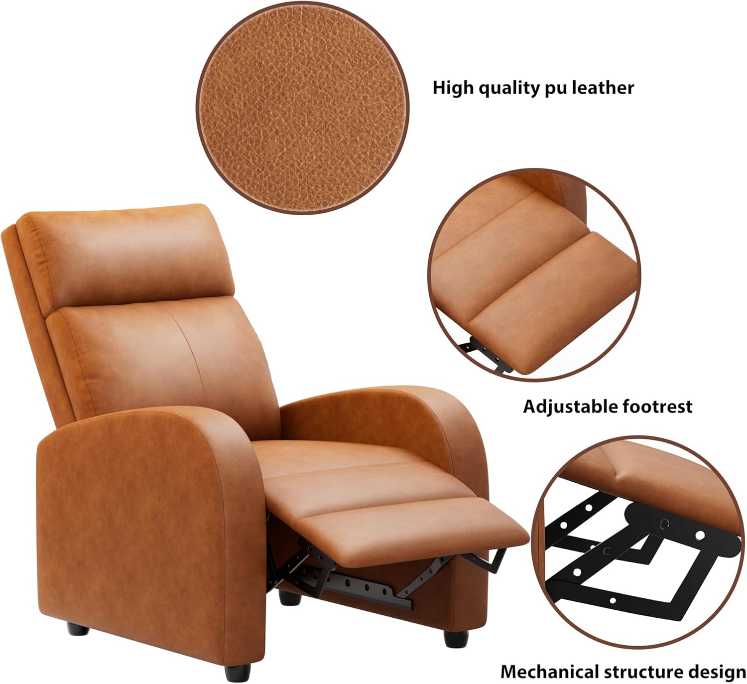 JUMMICO Adjustable Recliner Chair Thick Cushion Home Theater Sofa Living Room
