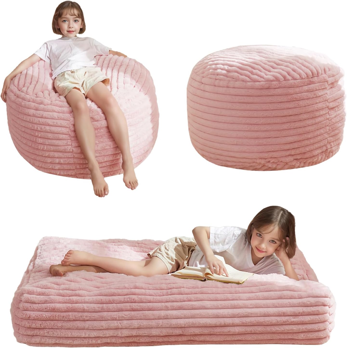 MAXYOYO Convertible Bean Bag Chair Bed for Kids with Foam Filling