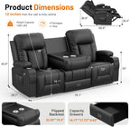 FURNIMAT 2 Seater Loveseat Recliner Sofa PU Leather with Cup Holders USB Ports