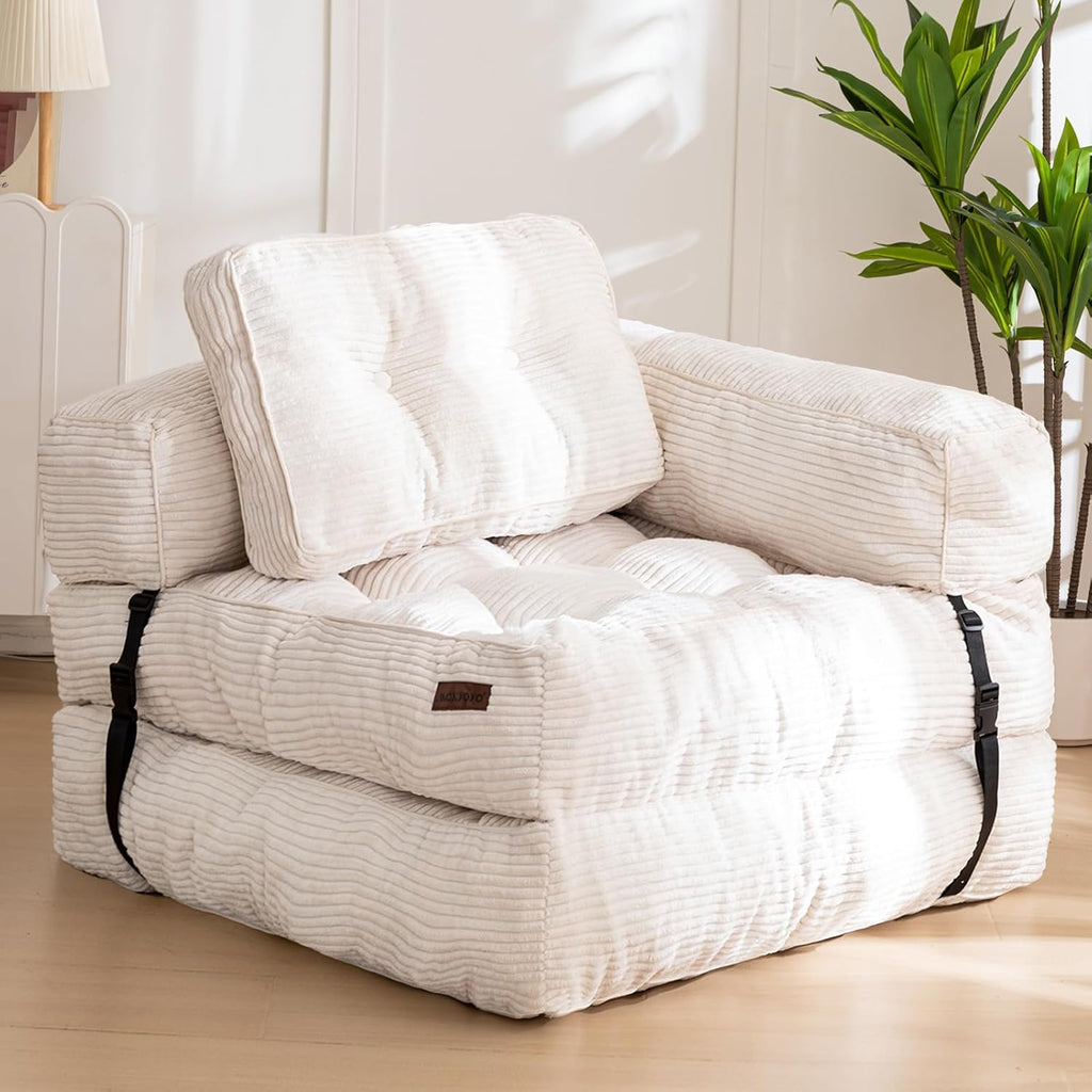 MAXYOYO L Shaped Folding Sofa Bed Convertible Sleeper with Pillow Armrest