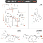 MCombo Large Power Lift Recliner Chair with Dual Motor Massage Heat Faux Leather