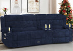 Dresegmt 3 Seat Loveseat Recliner Sofa Flip Middle Storage USB Ports Cup Holders