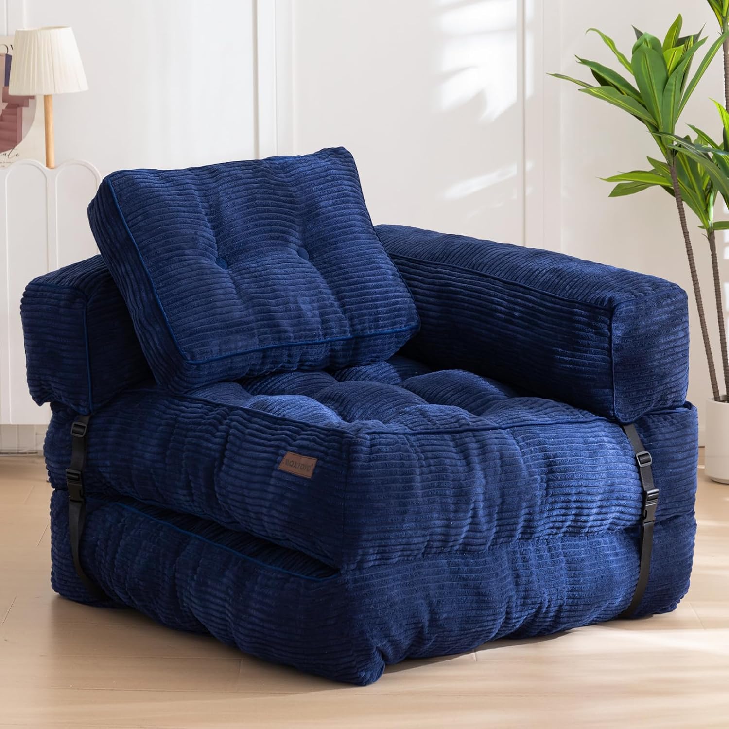 MAXYOYO L Shaped Folding Sofa Bed Convertible Sleeper with Pillow Armrest