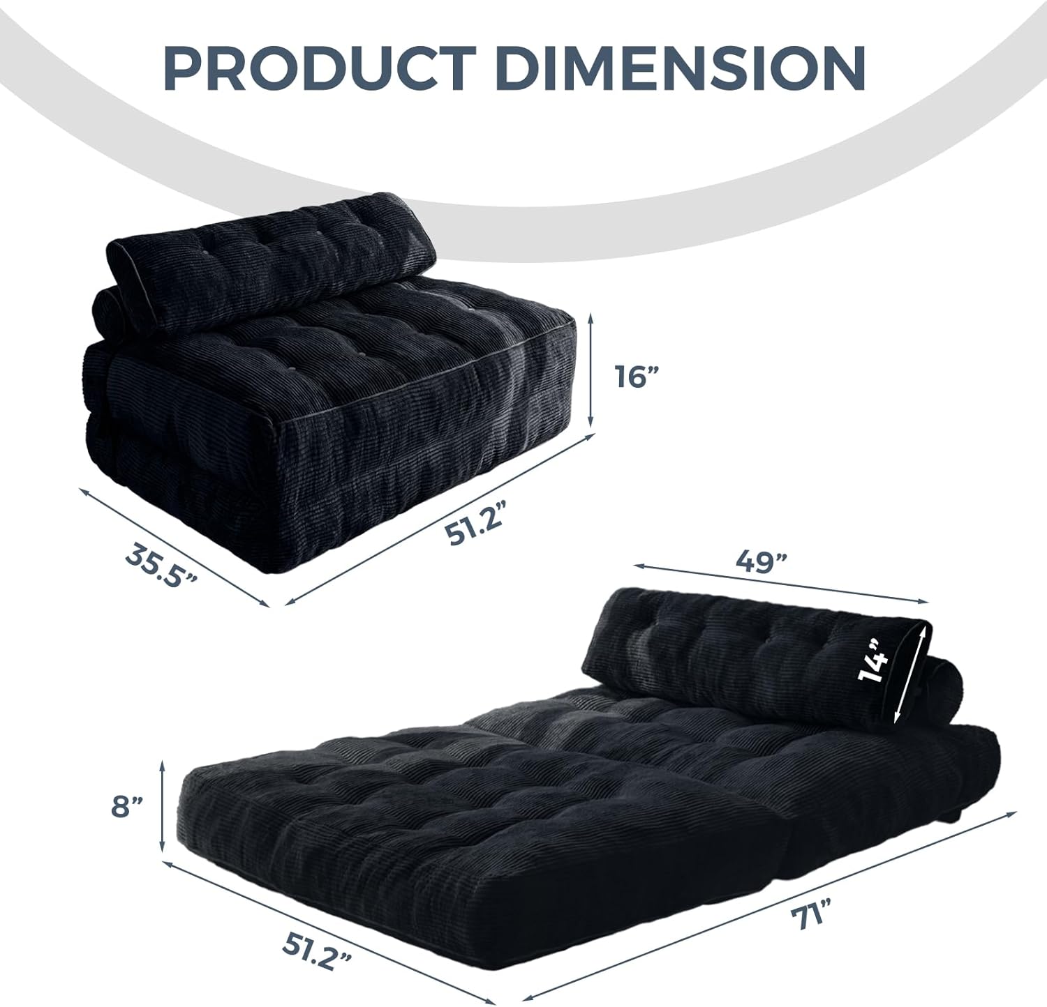 MAXYOYO Folding Sofa Bed Convertible Sleeper Chair with Pillow