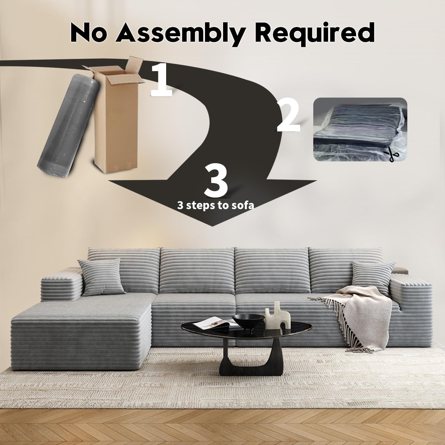 Settab Cloud Modular Sectional Sofa U Shaped Deep Seat Living Room Couch
