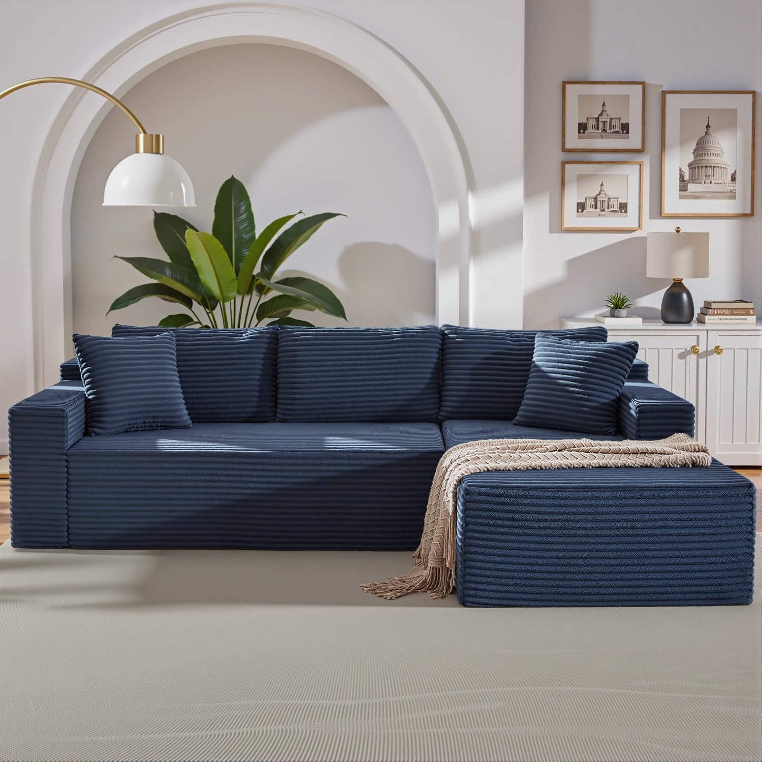 HANXIN Cloud Sectional Sofa L Shape Chaise Deep Seat Modular Living Room Couch