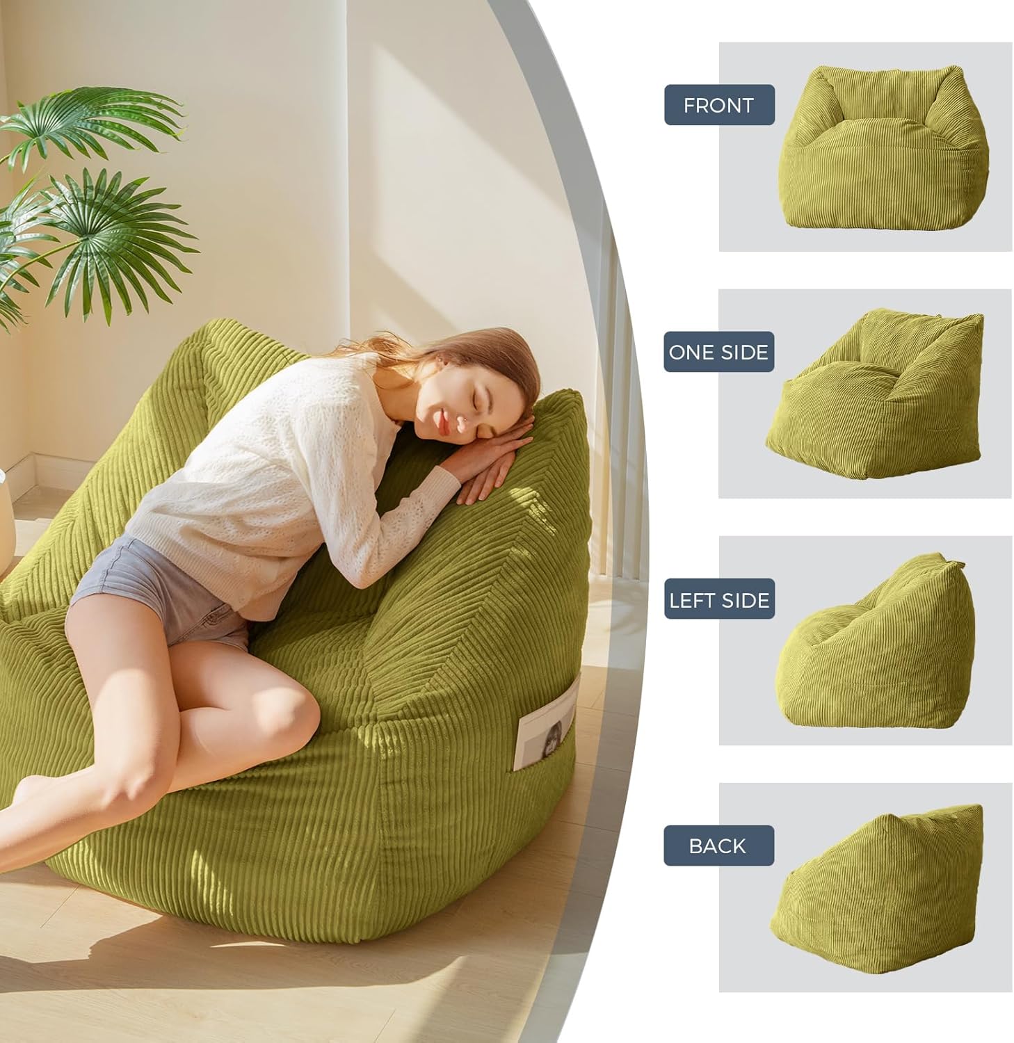 MAXYOYO Bean Bag Chair with Handle and Pocket for Adults Kids Teens