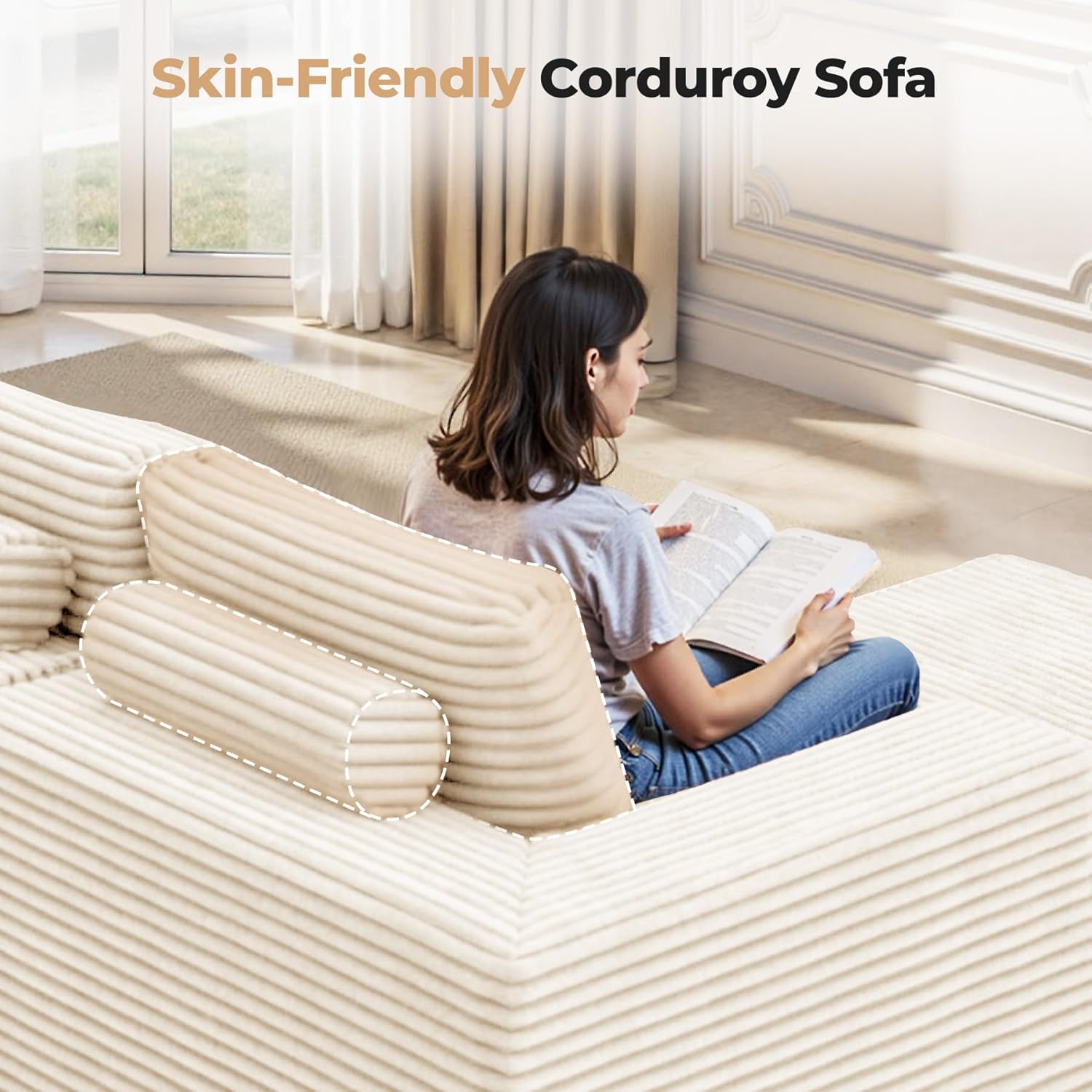 Luxanimarion Modular Sectional Sofa L Shape Deep Seat Cloud Couch Living Room
