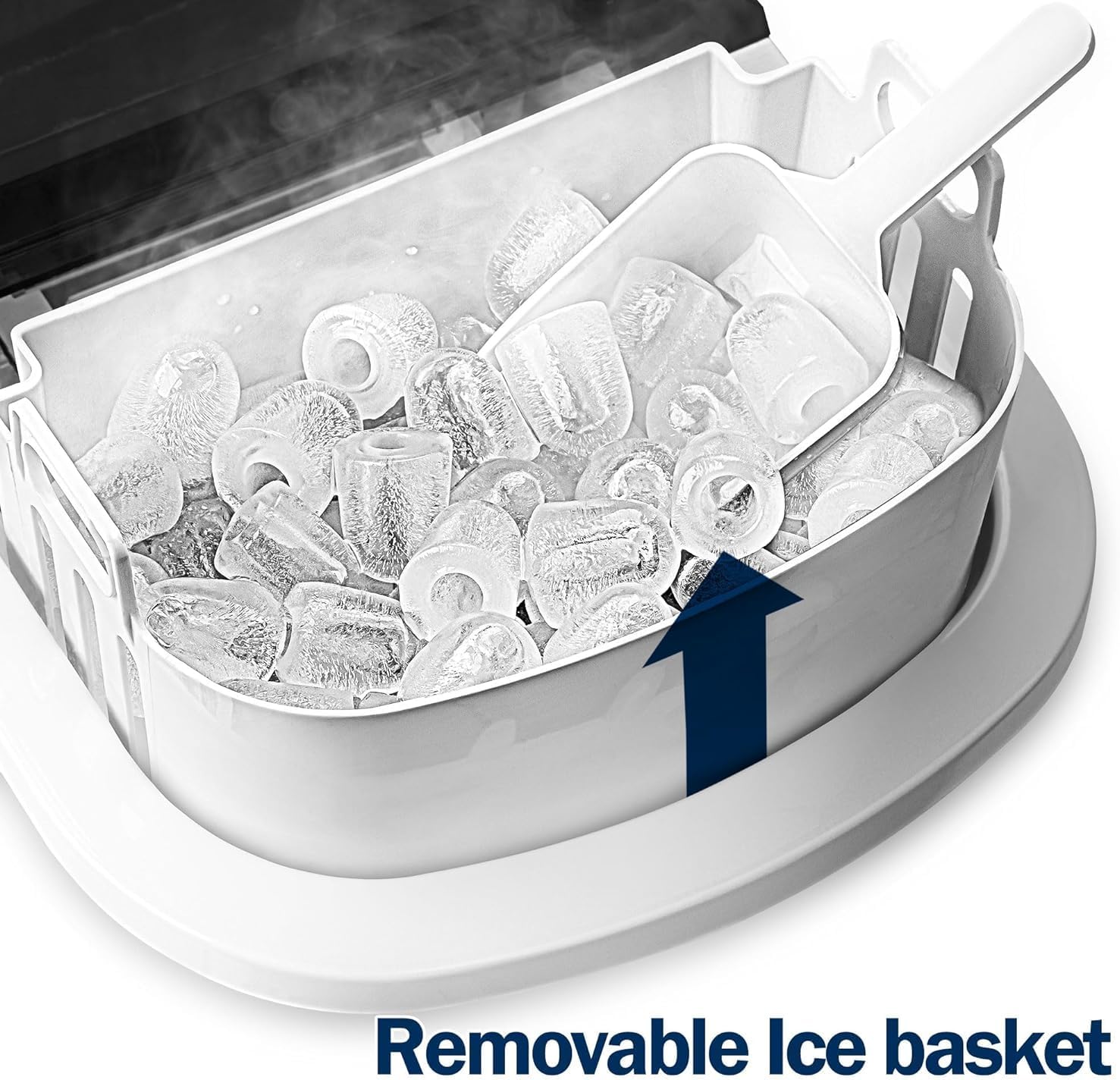 EUHOMY Nugget Ice Maker Countertop Portable 34lbs Daily with Handle