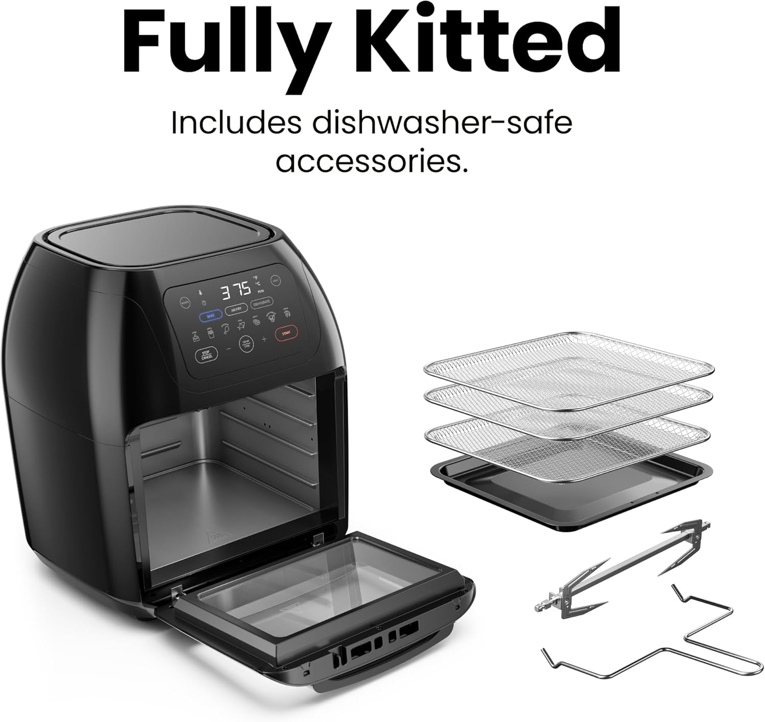 Chefman 12 Quart 6-in-1 Air Fryer Oven Digital Touchscreen 12 Presets Family Size