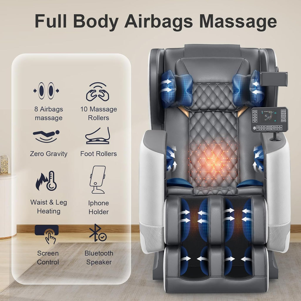 FURNIMAT Full Body Massage Chair Zero Gravity with Heat Foot Massage Bluetooth