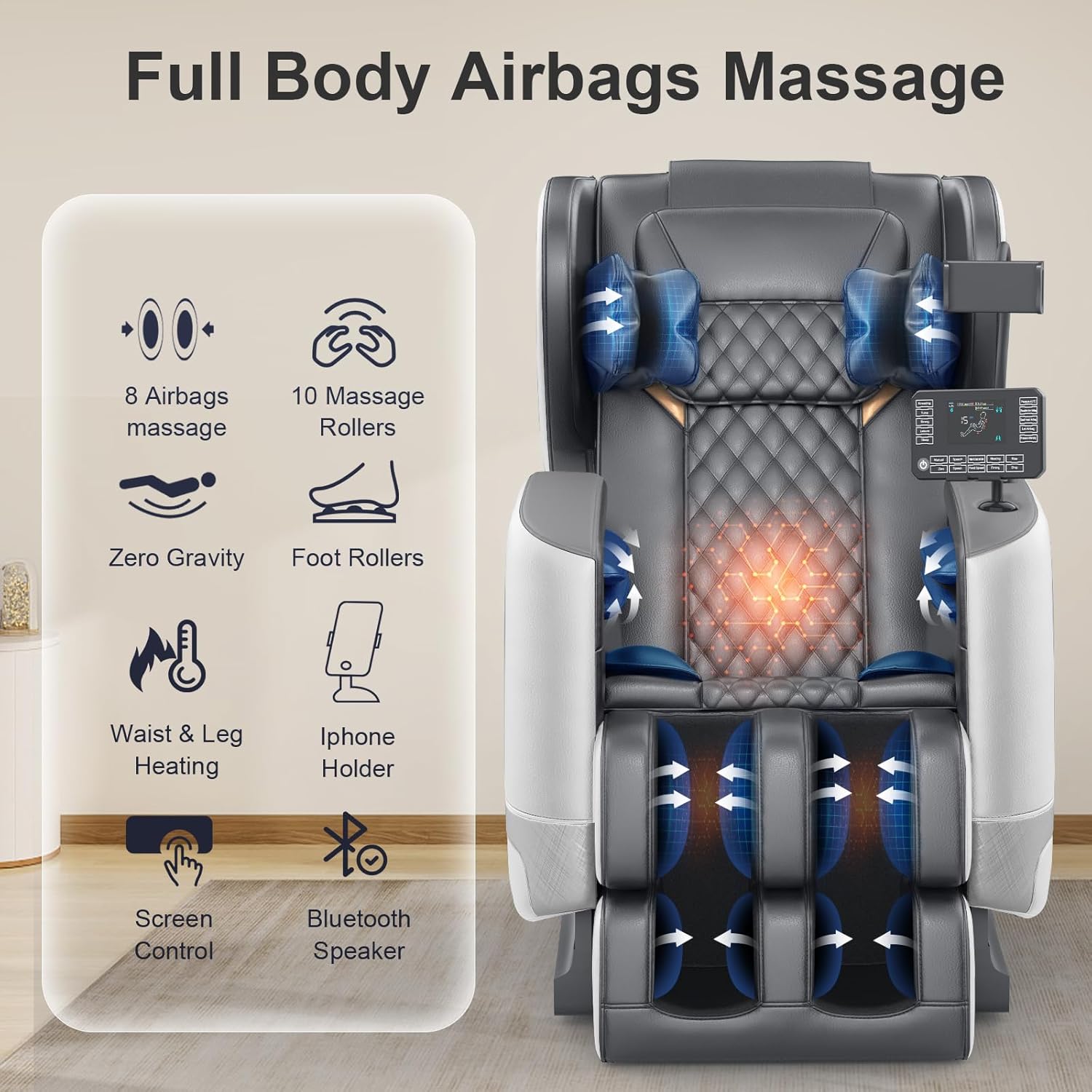 FURNIMAT Full Body Massage Chair Zero Gravity with Heat Foot Massage Bluetooth
