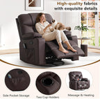 ANJ Swivel Rocker Recliner Chair Manual Fabric Small Space
