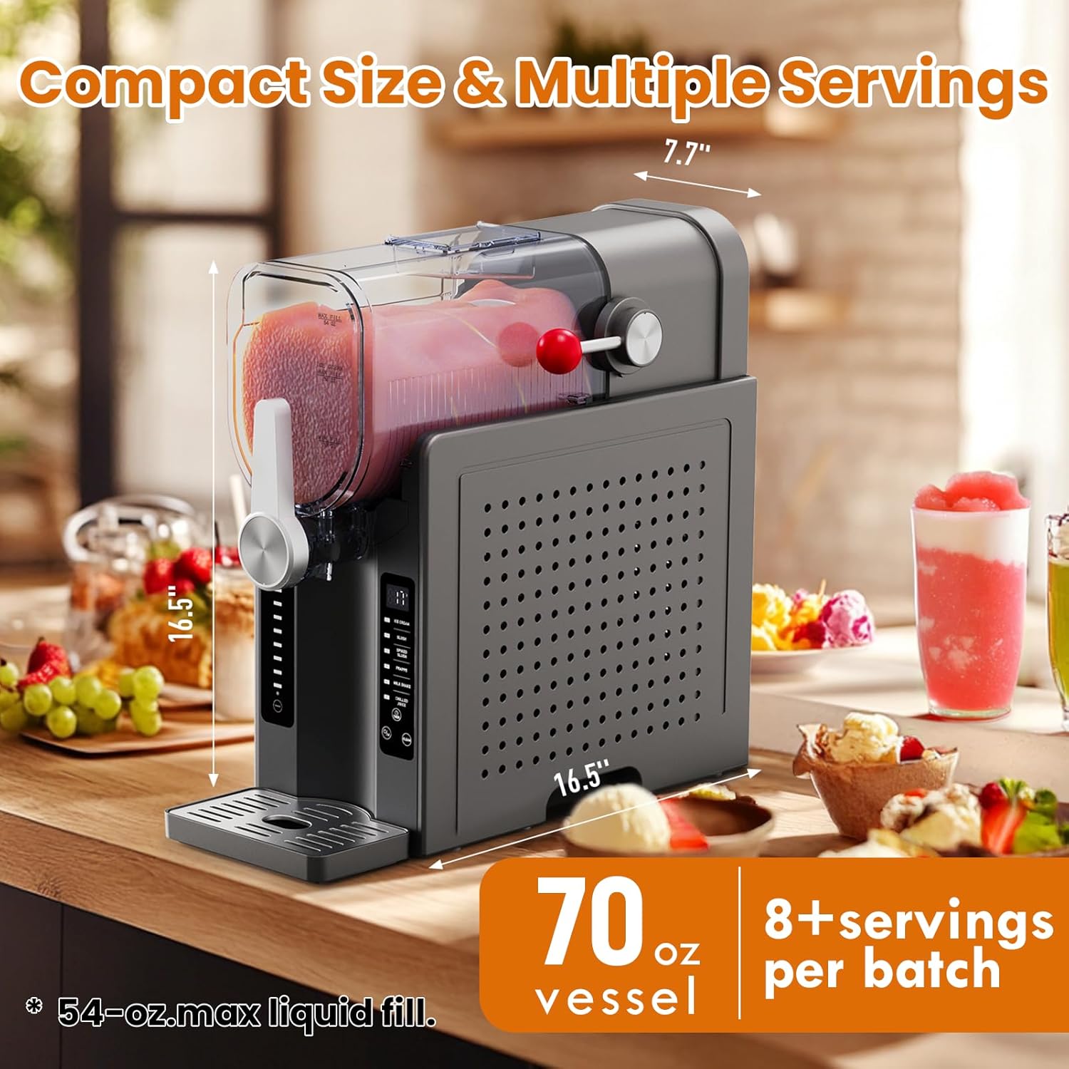 BKPPM Slushie Machine Soft Serve Ice Cream Maker 6 Presets LED Auto Clean