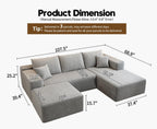 Settab Cloud Modular Sectional Sofa U Shaped Deep Seat Living Room Couch