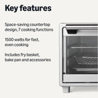 Amazon Basics Toaster Oven Air Fryer 23QT 6 Slice Countertop 7 in 1 Stainless Steel