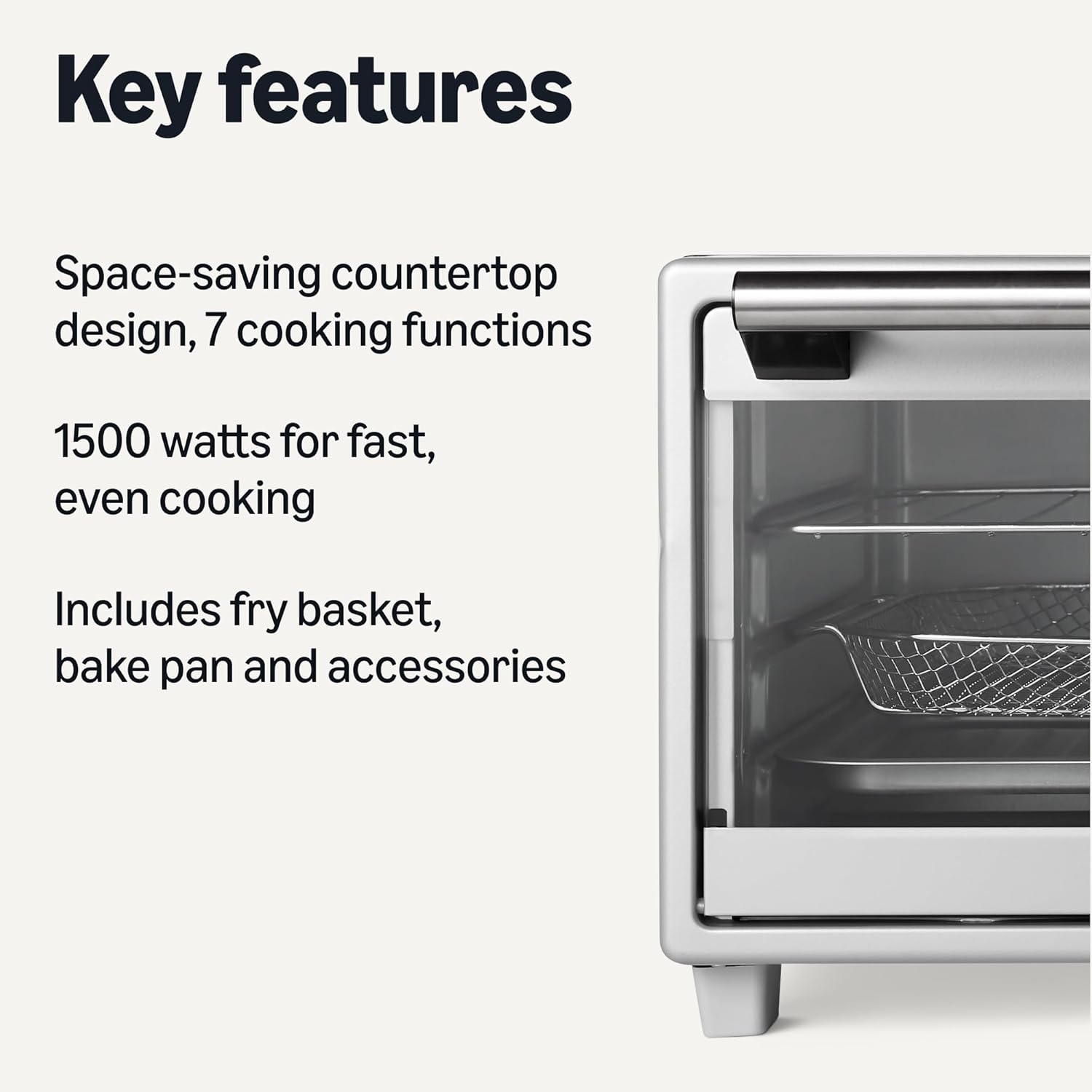 Amazon Basics Toaster Oven Air Fryer 23QT 6 Slice Countertop 7 in 1 Stainless Steel