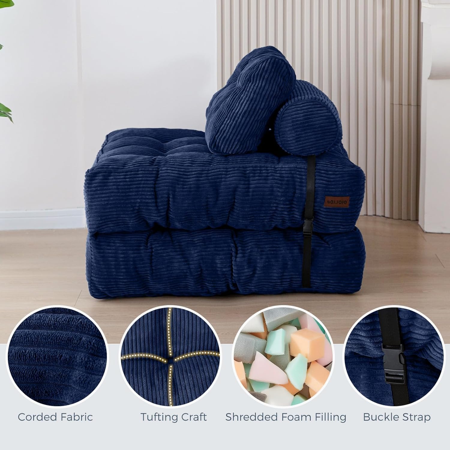 MAXYOYO Folding Sofa Bed Convertible Sleeper Chair with Pillow
