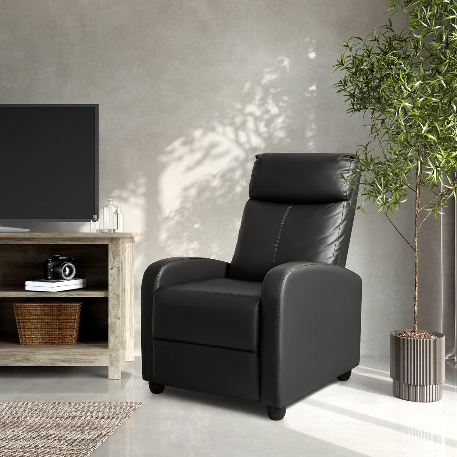 Homall Modern Recliner Chair PU Leather Padded Seat Single Sofa Home Theater
