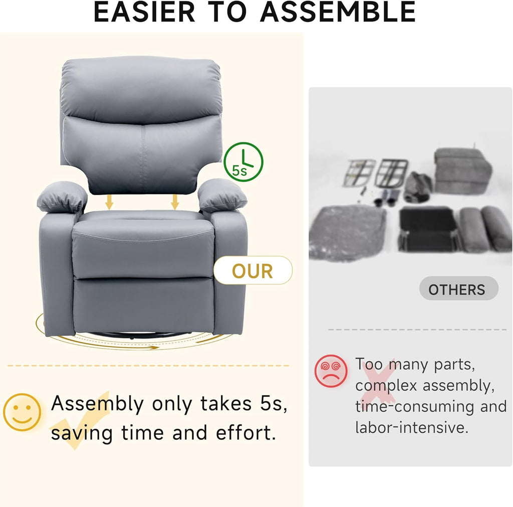 GNMLP2020 Swivel Rocker Recliner Chair Manual Small Space Nursery Living Room