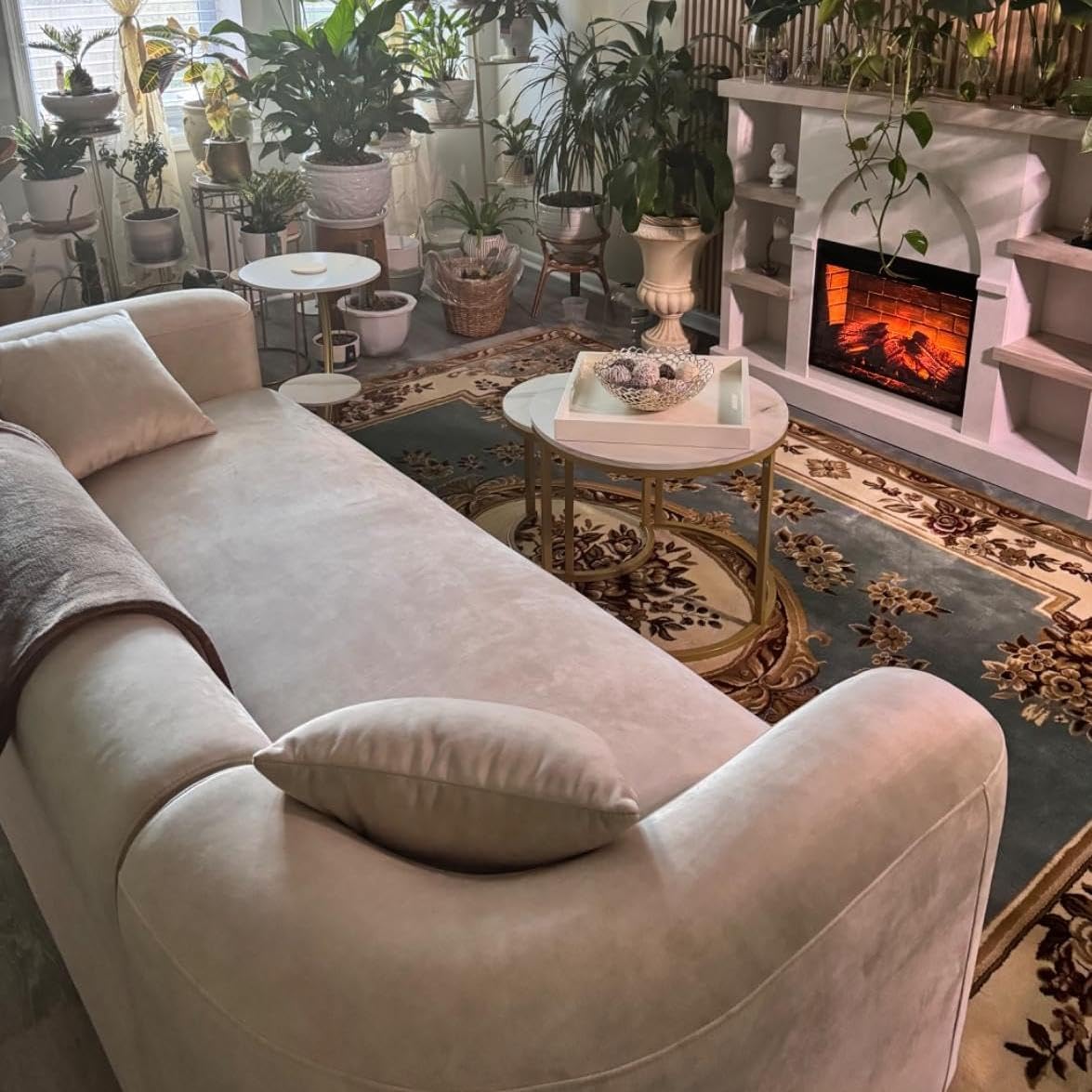 Acanva Luxury Velvet Sofa 3 Seater Modern Curved Back Couch for Living Room