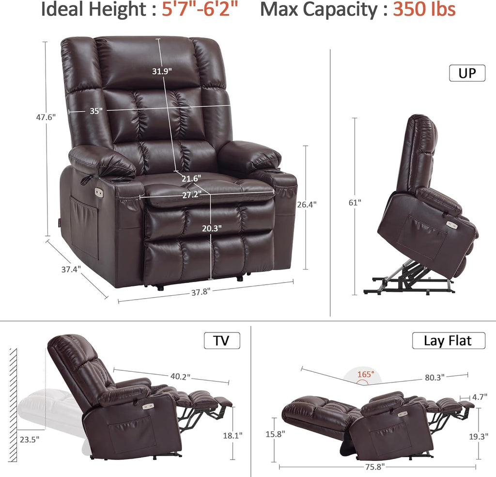 MCombo Dual Motor Power Lift Recliner Chair for Elderly with Heat Massage USB