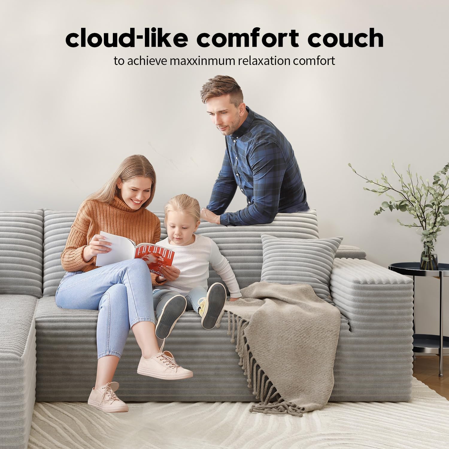 Settab Cloud Modular Sectional Sofa U Shaped Deep Seat Living Room Couch