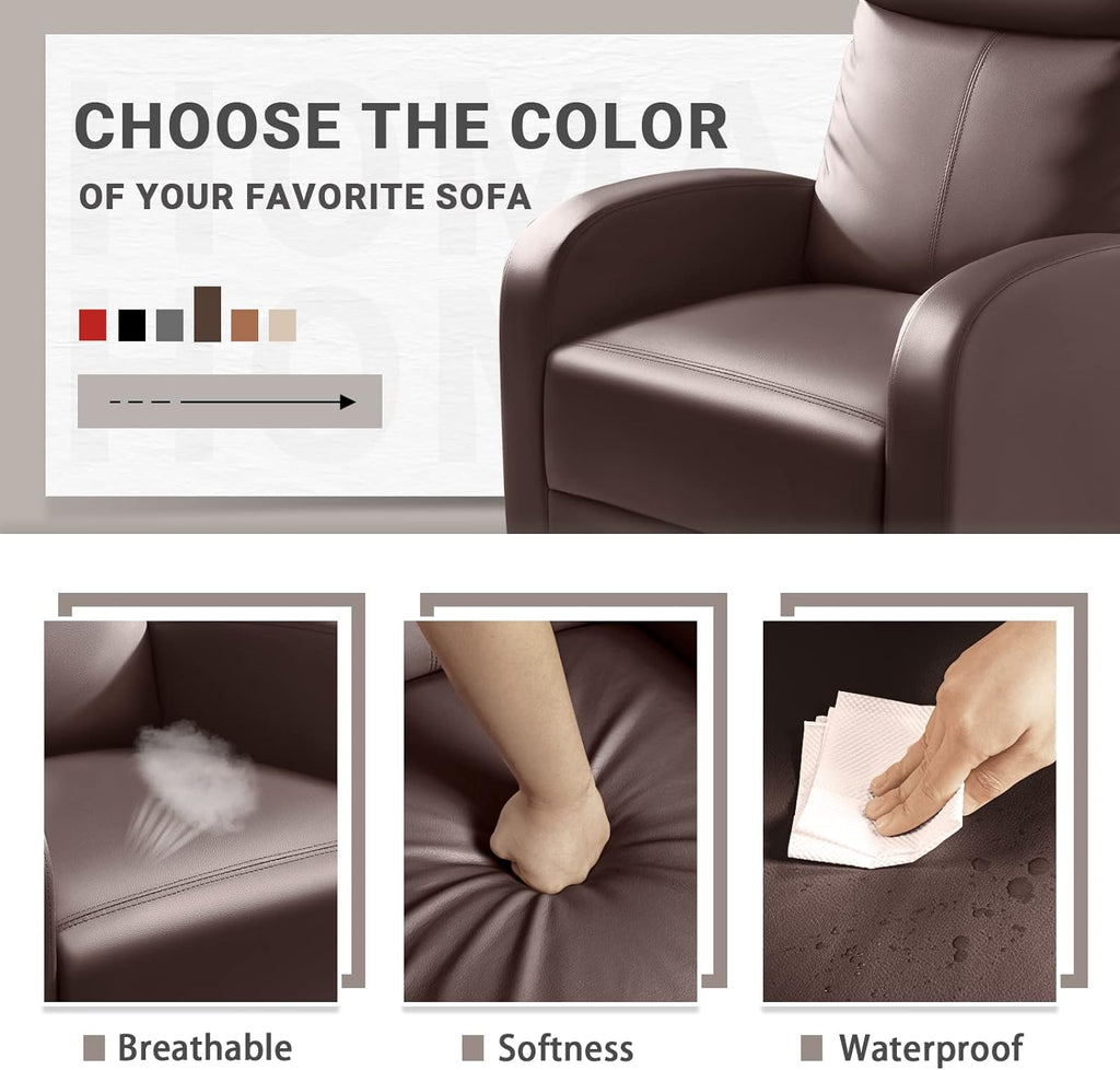 Homall Modern Recliner Chair PU Leather Padded Seat Single Sofa