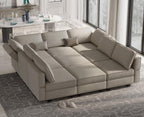 Belffin Velvet Modular Sectional Sofa with Ottoman Sleeper Bed Storage
