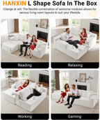 HANXIN Cloud Sectional Sofa L Shape Chaise Deep Seat Modular Living Room Couch
