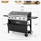 Sophia & William Charcoal and Gas Grill Combo with Side Burner Dual Fuel BBQ Grill