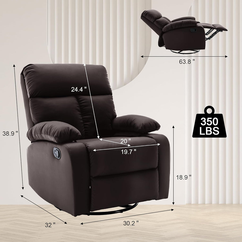 hzlagm Swivel Rocker Recliner Chair Small Space Rocking Recliner