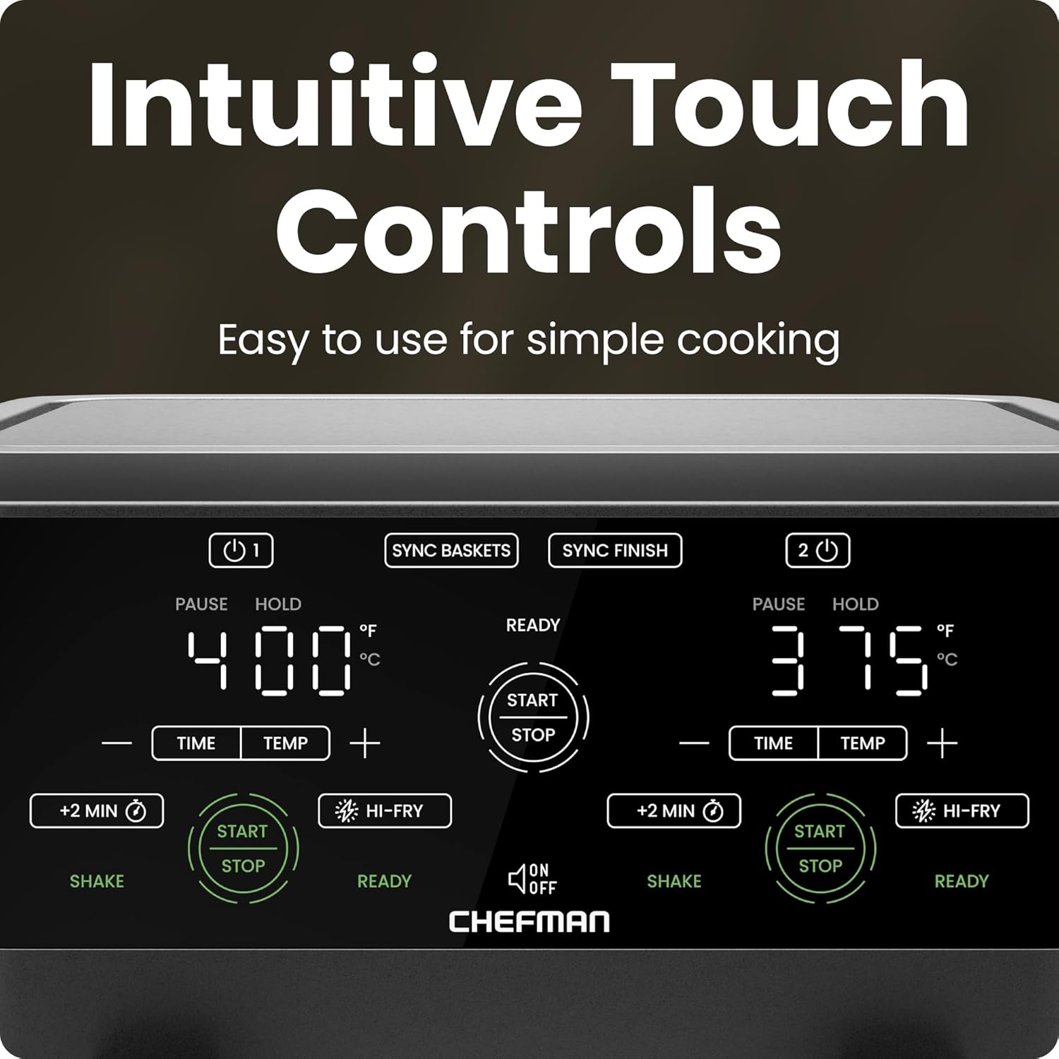 Chefman 6 Quart Dual Basket Air Fryer Oven Digital Nonstick Dishwasher Safe