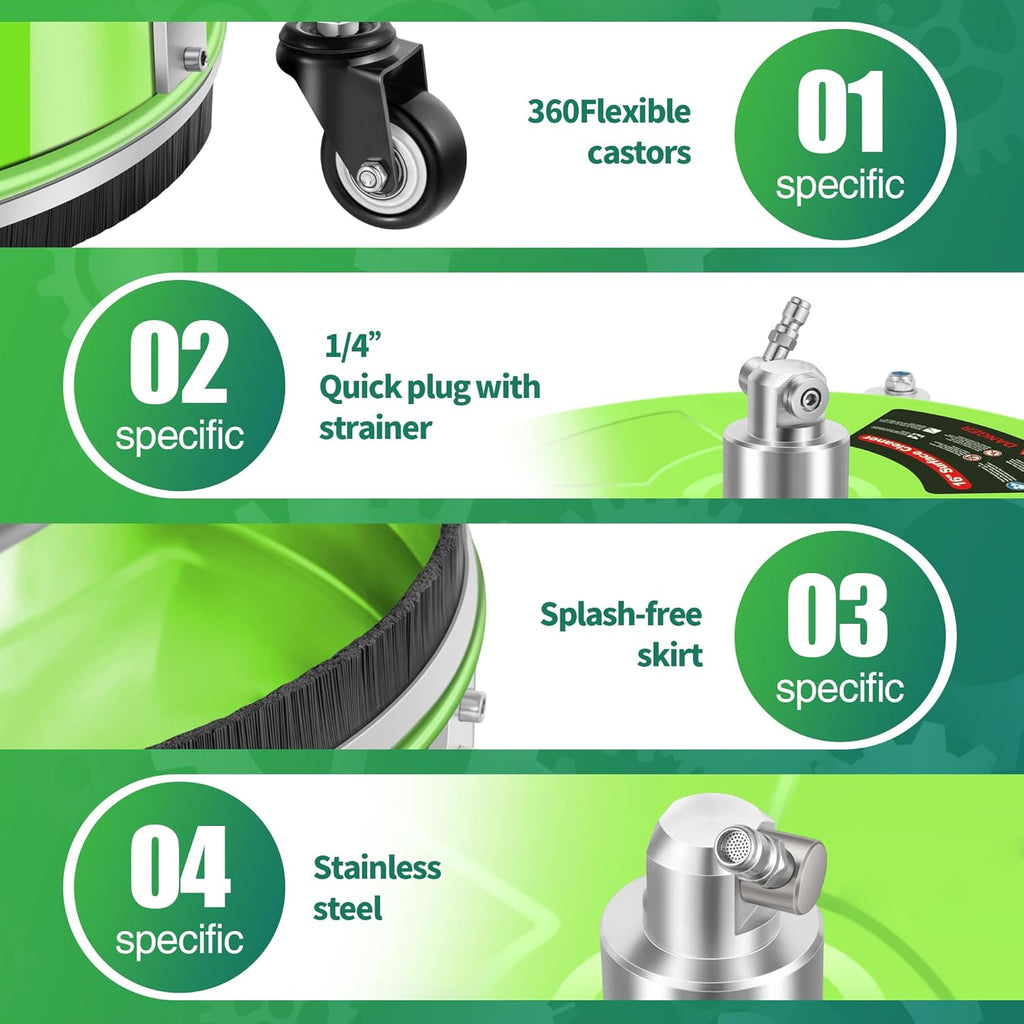 LidoDola 14 Inch Pressure Washer Surface Cleaner with Wheels for Concrete Patio Deck
