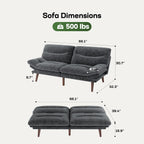 Marsail Futon Sofa Bed Convertible Corduroy Loveseat with Adjustable Backrest