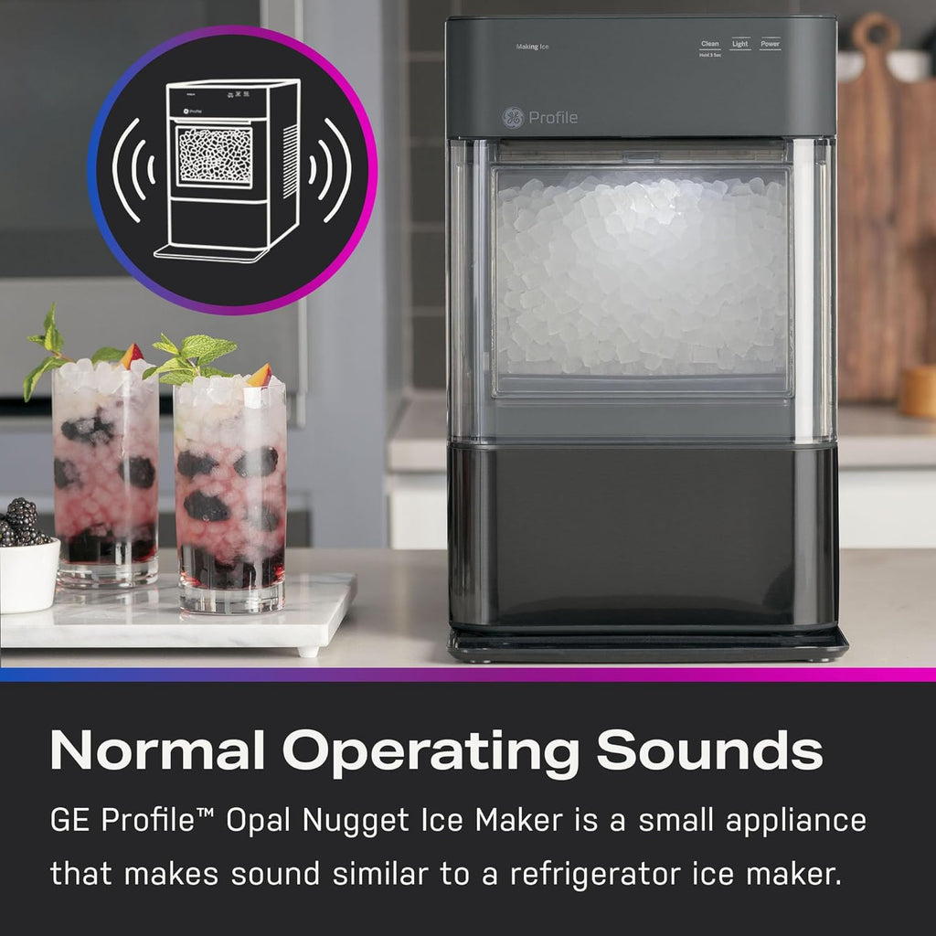 Profile Nugget Ice Maker Countertop 38lbs Smart WiFi Black Stainless Steel