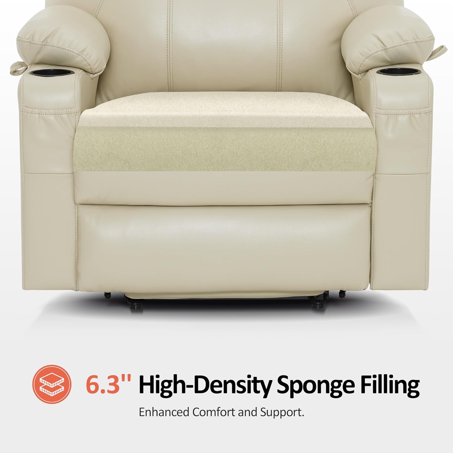 MCombo Electric Power Lift Recliner Massage Heat Chair for Elderly 3 Positions 2 Pockets USB
