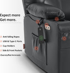 MCombo Electric Power Lift Recliner Massage Heat Chair for Elderly 3 Positions 2 Pockets USB