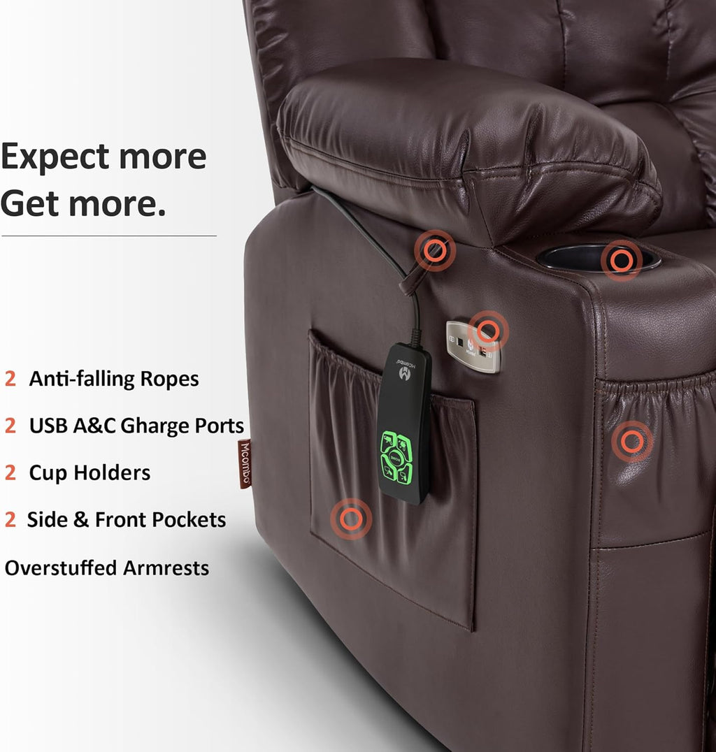 MCombo Dual Motor Power Lift Recliner Chair for Elderly with Heat Massage USB