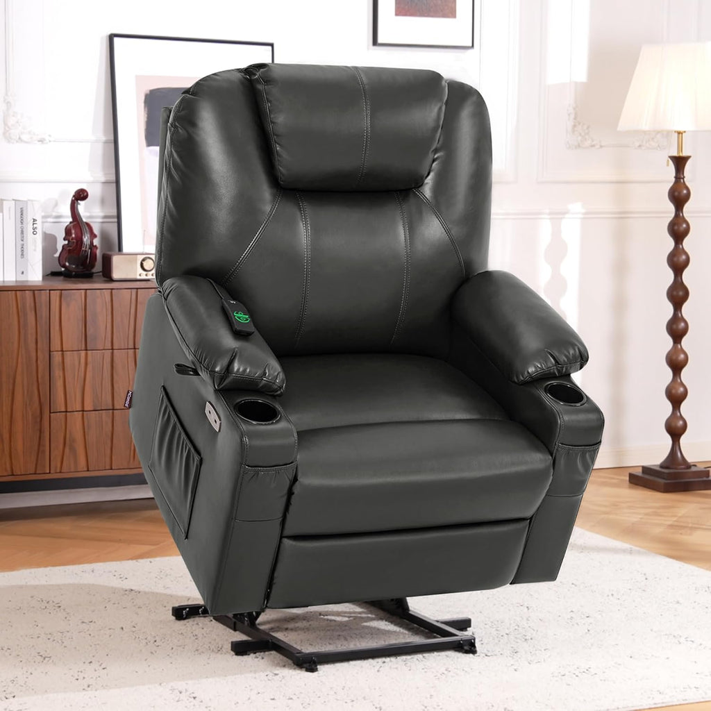MCombo Electric Power Lift Recliner Massage Heat Chair for Elderly 3 Positions 2 Pockets USB